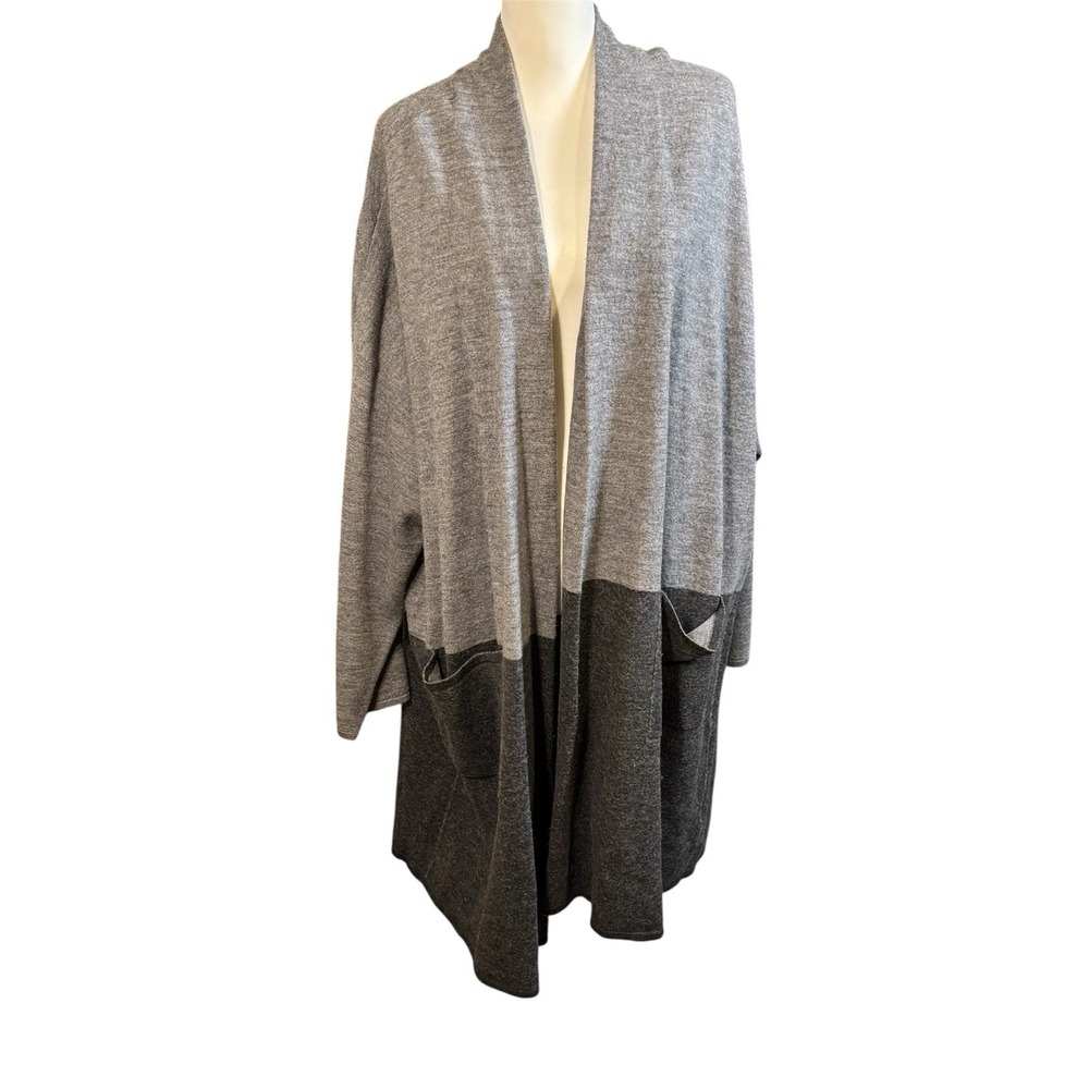 NWT Lord And Taylor Colorblock Long Duster Cardigan Womans 3XL Knit Wool Pockets